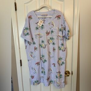 Lavender Beach Print 100% Cotton T-Shirt Nightgown in Women’s Large/XL NWT